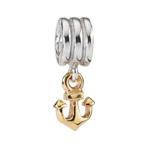 PANDORA Anchor Two Tone Dangle Charm - Rare retired